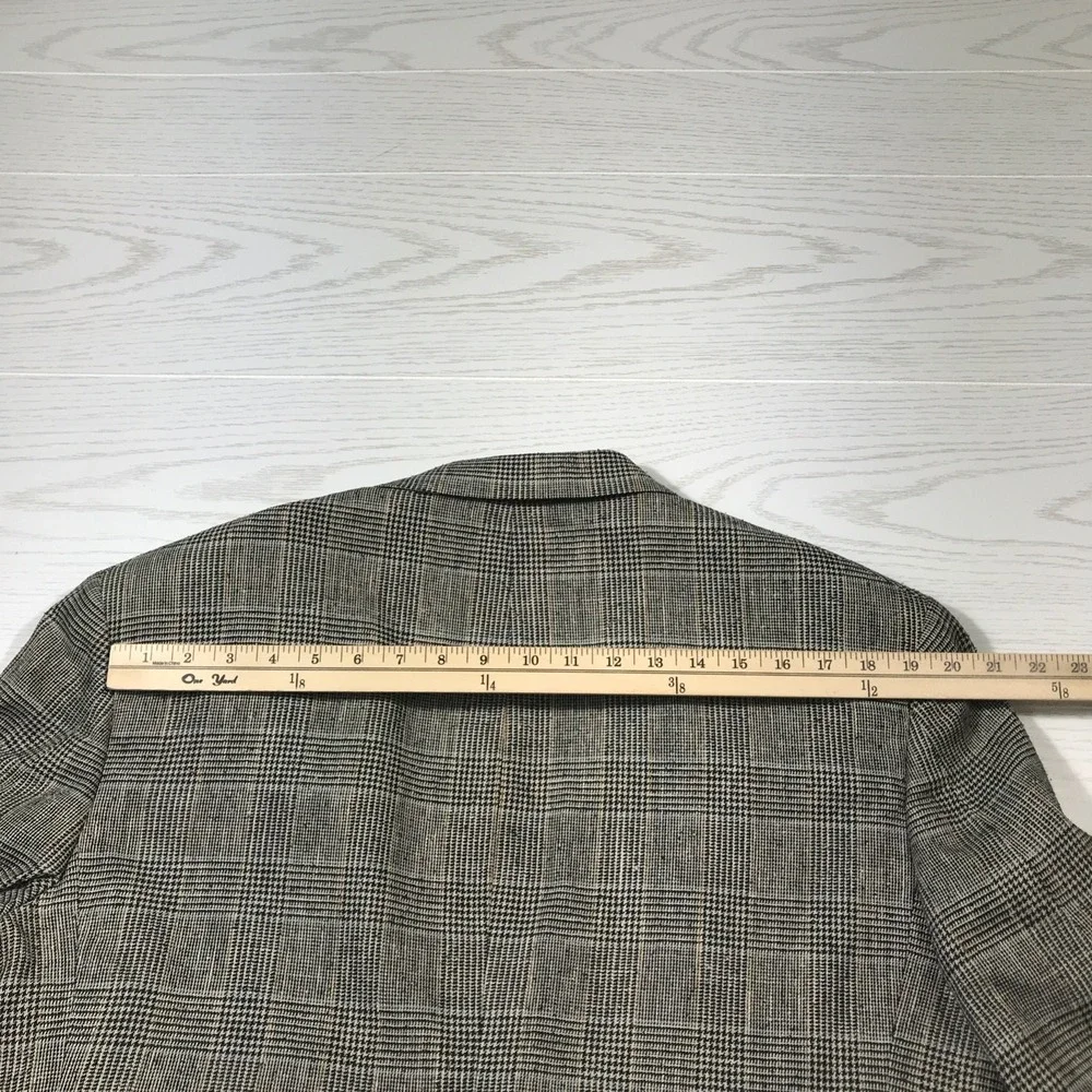 Vintage Bill Blass Silk Blazer Men 44R Houndstooth Checkered 2 Button Classic